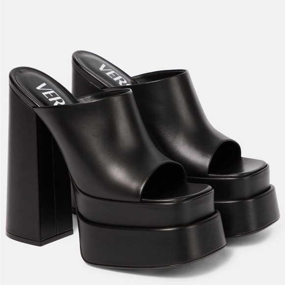 VERSACE Leather platform sandals - Picture 1 of 6
